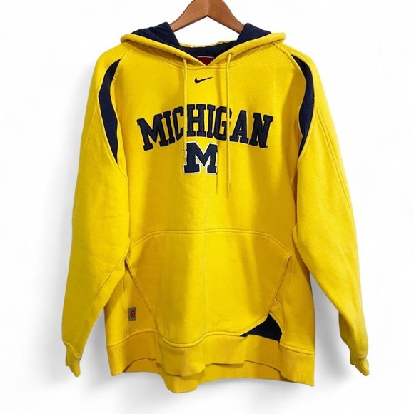 Nike Vintage Yellow Michigan Wolverines Sweatshirt Hoodie - Picture 1 of 5